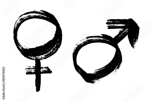 Hand drawn female and male gender identity sign Symbol used to represent sex and gender Single element for print, web, design, decor
