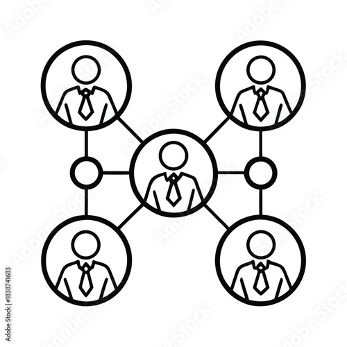 Business network icon set illustration featuring a dark silhouette