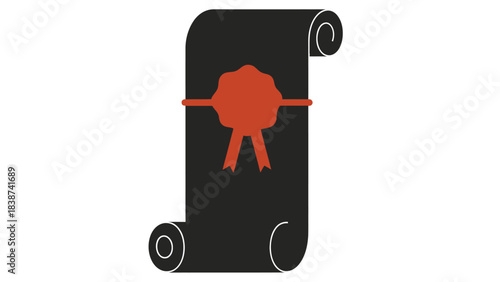 Black and orange scroll with wax seal icon