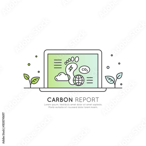 Minimalistic CO2 emissions vector icon set. Carbon footprint report, GHG monitoring, ESG data, liability metrics, regulatory compliance, sustainability, climate impact. Corporate emissions tools