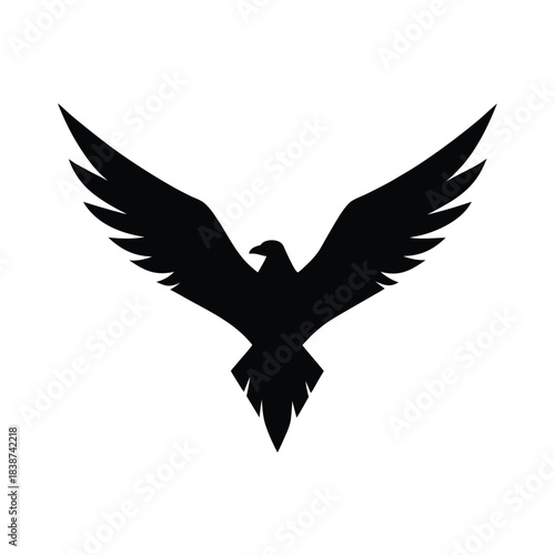 Dynamic eagle diving in a sharp v formation silhouette