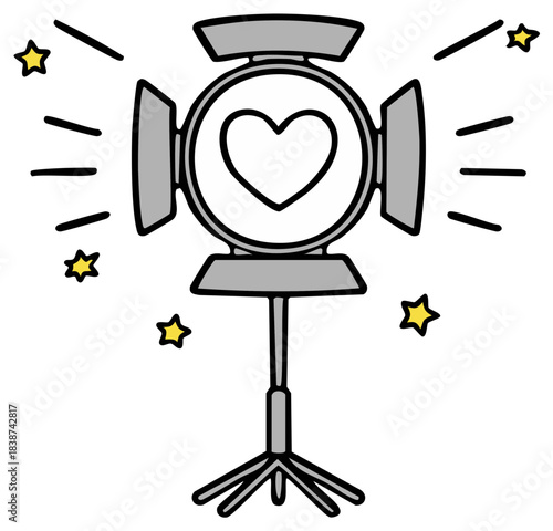Heart Spotlight Shining Brightly Surrounded by Stars Entertainment Icon