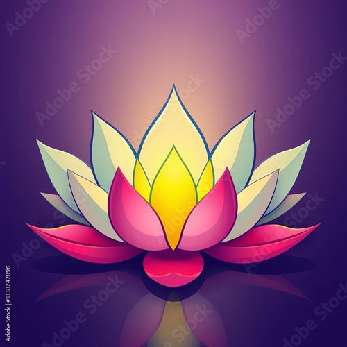A stylized lotus flower, representing inner peace and spiritual growth, ideal for wellness themes,  balance,  blossom