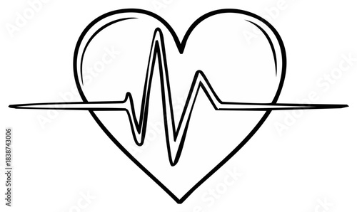 Heart shape with heartbeat pulse line medical vector icon for health and cardiology