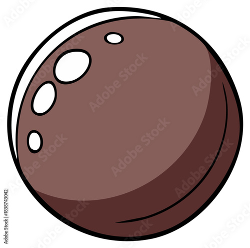 Vibrant cartoon illustration of a whole brown coconut with distinct eyes and a tropical feel