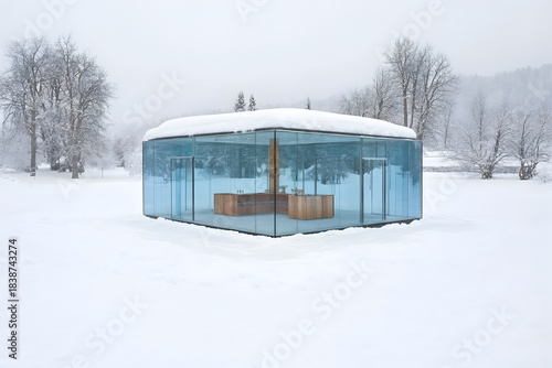 snow covered bridge in winter