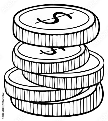 Stack of Coins with Dollar Sign Illustration