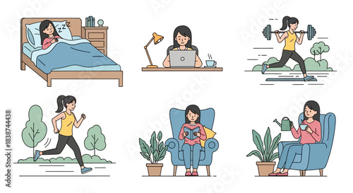 A Woman's Daily Routine From Waking Up to Relaxing at Home