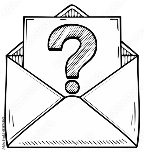 Sketch of Letter Envelope Presenting Question Mark - Handwritten Style