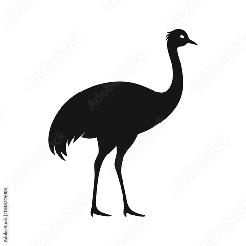 Minimalist black emu silhouette in side profile a striking image silhouette
