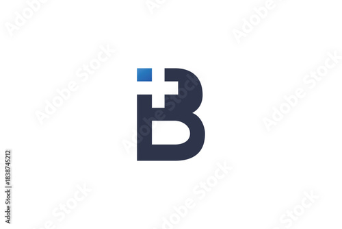Letter B cross plus medical logo icon