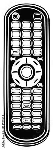 Black and White Remote Control Illustration for Television or Other Electronics