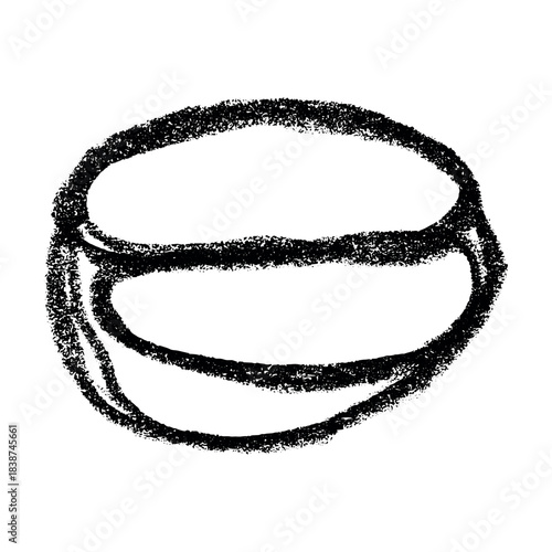 Hand drawn fresh roasted coffee bean Arabica robusta seed doodle Single element for print, web, design, decor