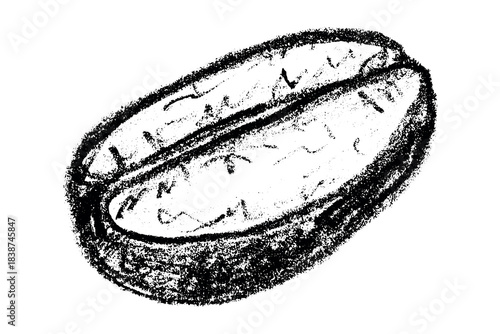 Hand drawn fresh roasted coffee bean Arabica robusta seed doodle Single element for print, web, design, decor