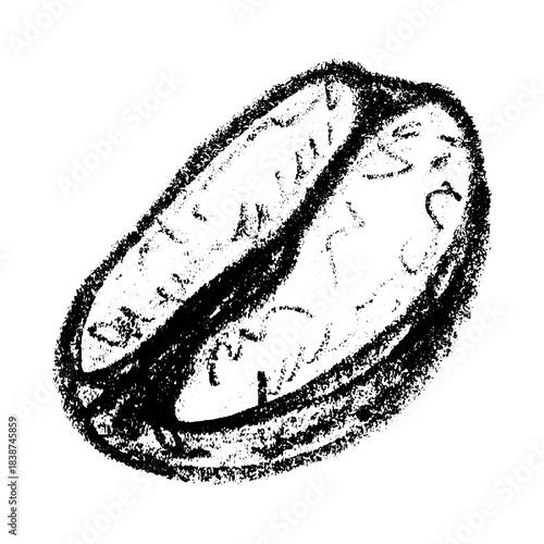 Hand drawn fresh roasted coffee bean Arabica robusta seed doodle Single element for print, web, design, decor