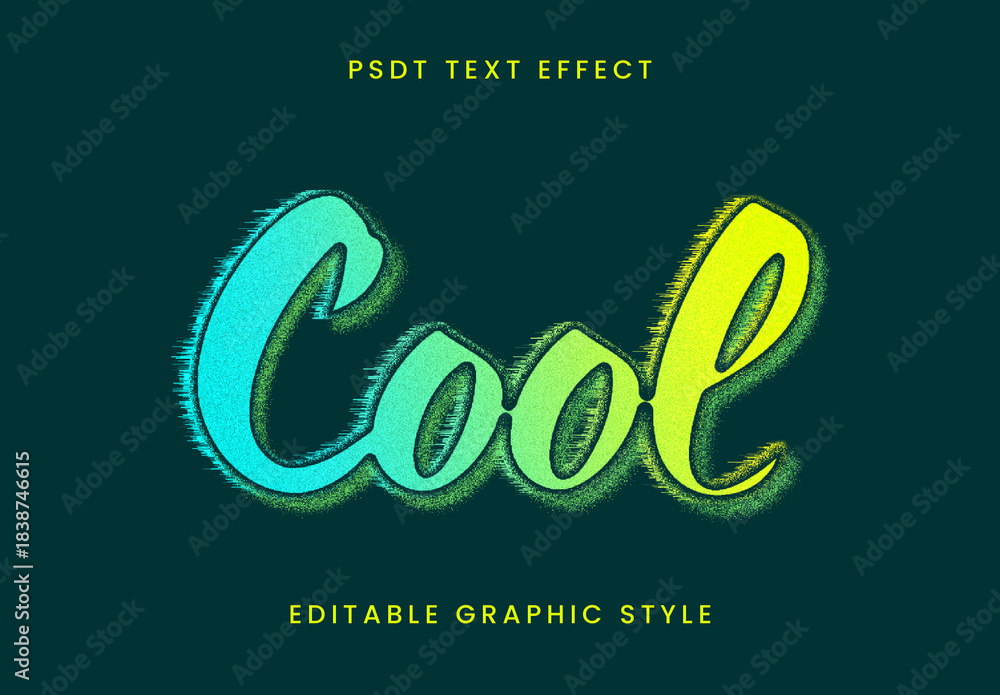 Blue And Yellow Gradient Grain Text Effect Script Vibrant Font Stock ...