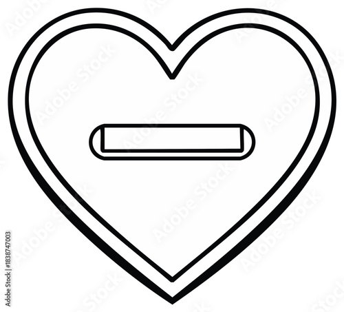 Heart with Minus Sign Outline, Symbol for Negative Emotions, Love, Relationships