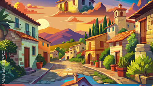 Caravan of Camels Crossing Vast Desert Landscape – Silhouette Illustration