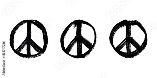 Set of hand drawn peace sign No war symbol Hippie clipart in doodle style Single element for print, web, design, decor