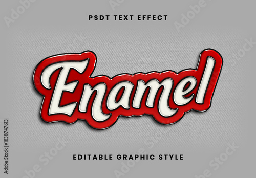 Red And White Realistic Enamel Pin Text Effect Script Outline Retro Font