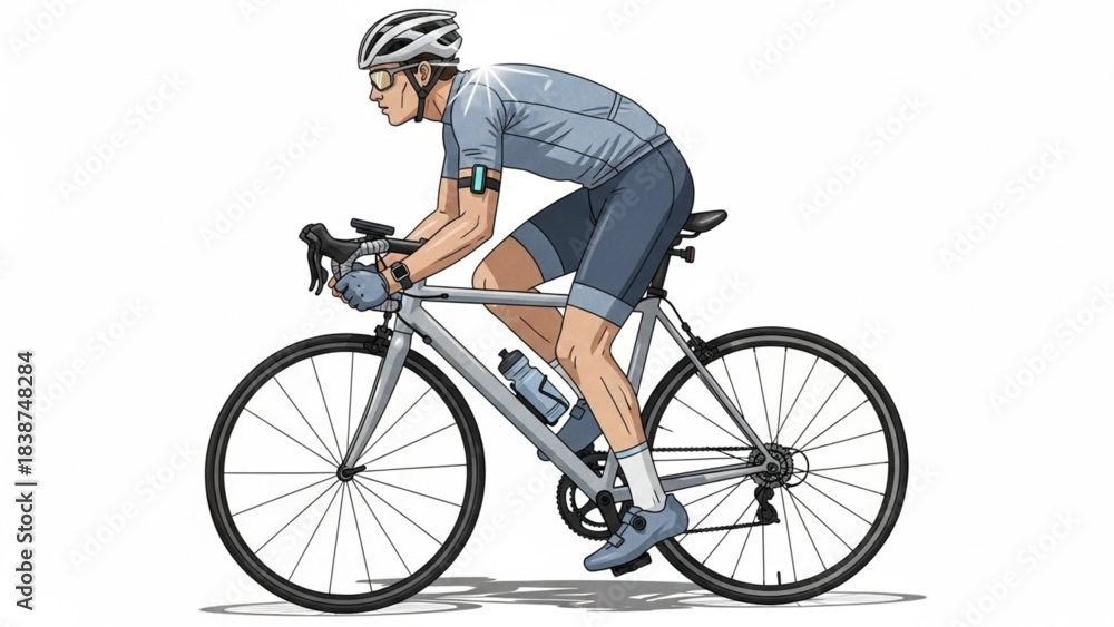 Obraz premium Young man riding a bicycle, isolated for sport and speed