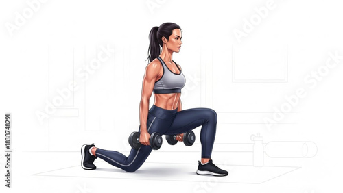 Smiling young woman model with long brunette hair sitting on a studio chair for fashion and beauty