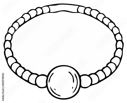 Hand Drawn Style Bracelet with Beads and Gemstone Ornament