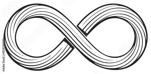 Infinity Symbol Formed with Interwoven Lines in Black and White Endless Sign Concept