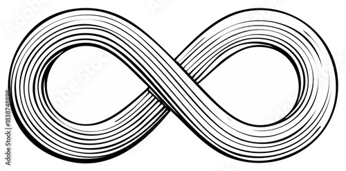 Infinity symbol illustration with black lines on white background design