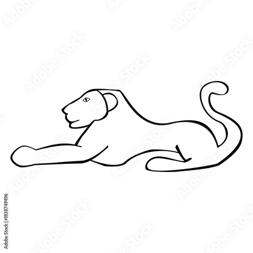 Ancient egyptian lion hieroglyph symbol illustration
