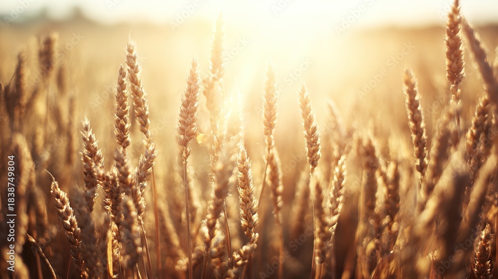 Obraz premium august. Golden wheat field swaying in gentle breeze under warm August sunlight. travel magazines, destination branding, designed for outdoor magazines and nature guides, used by product managers.