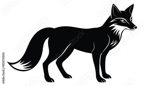 Fox vector illustration. Fox icon vector. Silhouette of fox icon symbol. Jackal vector, wild animal vector illustration.