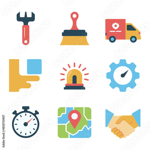 Home buying selling and leasing icon pack, real estate houses rent signs contracts keys location markers vector