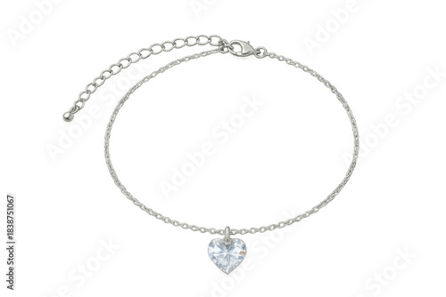 Wallpaper Mural Silver chain bracelet with heart shaped diamond pendant Torontodigital.ca