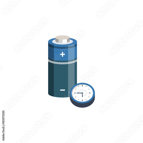 long-lasting battery up to a day flat illustration