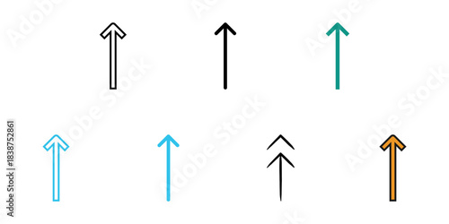 Up arrow icon set multiple style vector collection. Editable Stroke 

