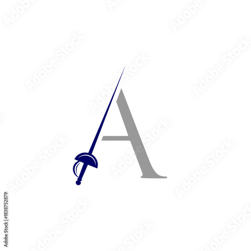 Elegant A Monogram with Fencing Sword
