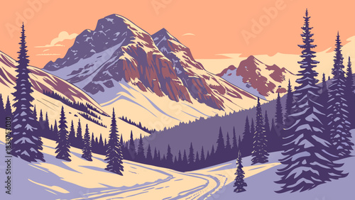 winter landscape with mountains