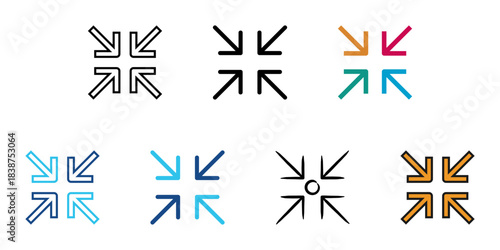 Assembly point icon set multiple style vector collection. Editable Stroke 
