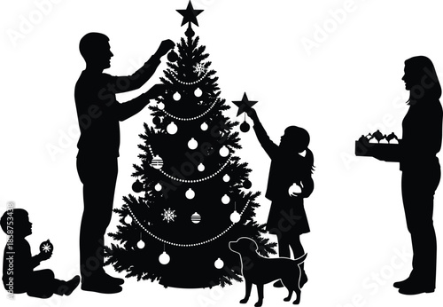 Ultimate Christmas Mega Vector Bundle, Family, Nativity, Santa, Lights, Ornaments, Bells, and Gingerbread Men Silhouette Collection.