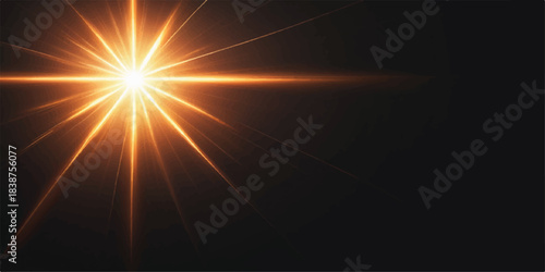 Abstract space background with bright orange star burst explosion and glowing red light rays motion design