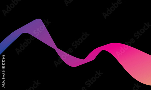 Abstract vector in colorful gradations on a dark background. Modern, dynamic and futuristic wavy lines. Suitable for technology designs, digital posters, presentation backgrounds and creative graphic.