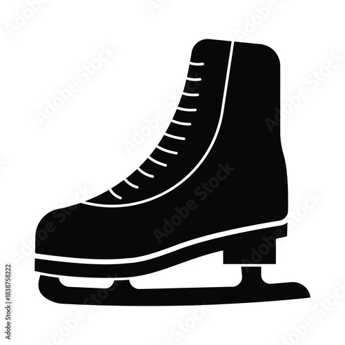 Ice skate vector icon. Skating shoe icon. Ice hockey skates vector design. Silhouette of ice skate, black shoe icon for app, logo, web design. Vector illustration.