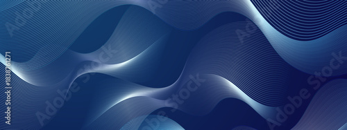 Blue Abstract Wave Design With Smooth Curves And Soft Light Edges