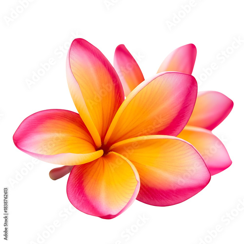Pink and Yellow Frangipani Plumeria Flower Isolated on transparent background, png