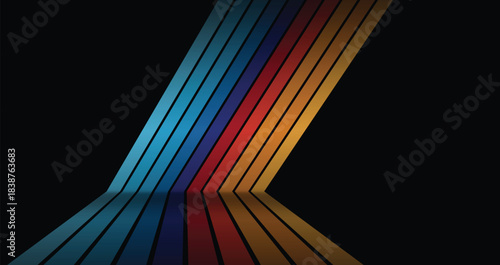 An artistic abstract rainbow background features a colorful spectrum of bright wavy lines and striped patterns in a vector illustration design for a vibrant wallpaper backdrop