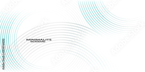 Circular abstract pattern with minimalist green  lines on white background