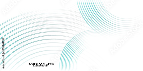 Circular abstract pattern with minimalist green  lines on white background