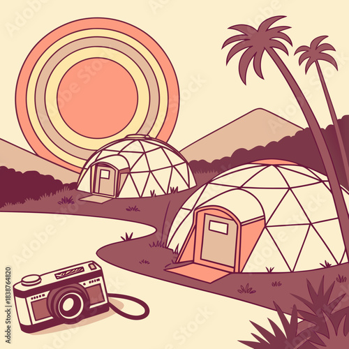 Retro Space Colony Dawn