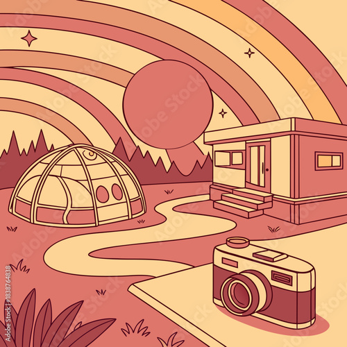 Retro Space Colony Dawn 1